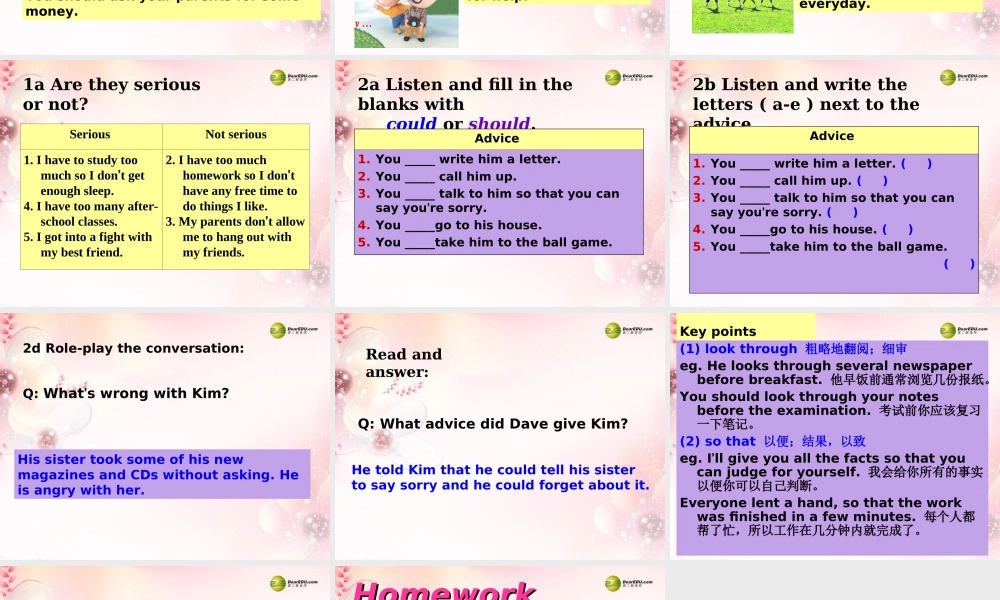 八年级英语下册 Unit 4《Why don’t you talk to your parents？》Section A 1a-2d课件 .ppt