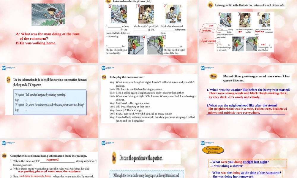 八年级英语下册 Unit 5 What were you doing when the rainstorm came Section A教学课件 .ppt