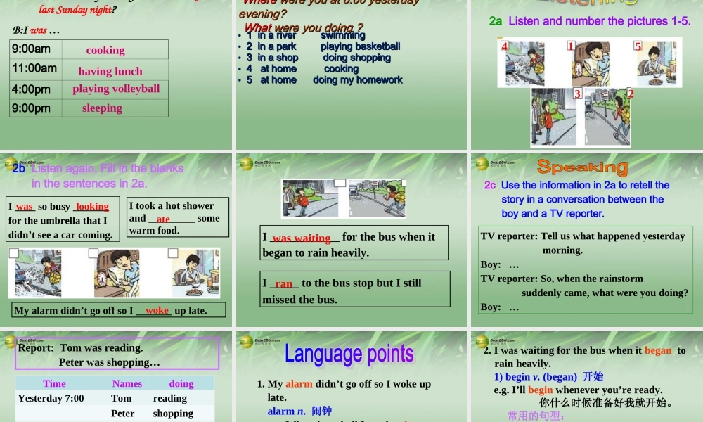 八年级英语下册 Unit 5 What were you doing when the rainstorm came Section A（2a-2c）课件 .ppt