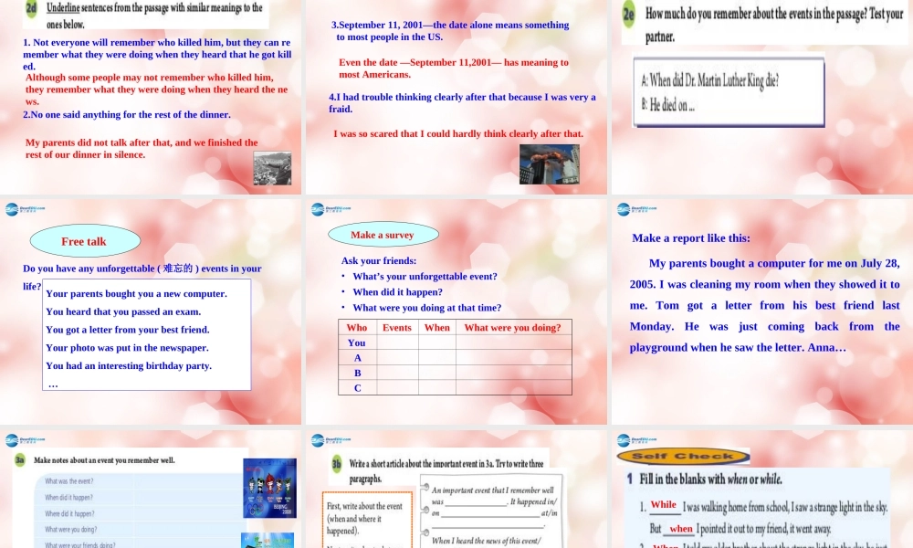 八年级英语下册 Unit 5 What were you doing when the rainstorm came Section B教学课件 .ppt