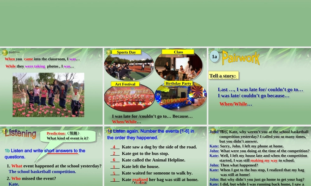 八年级英语下册 Unit 5 What were you doing when the rainstorm came Section B（1a-1d）课件2 .ppt