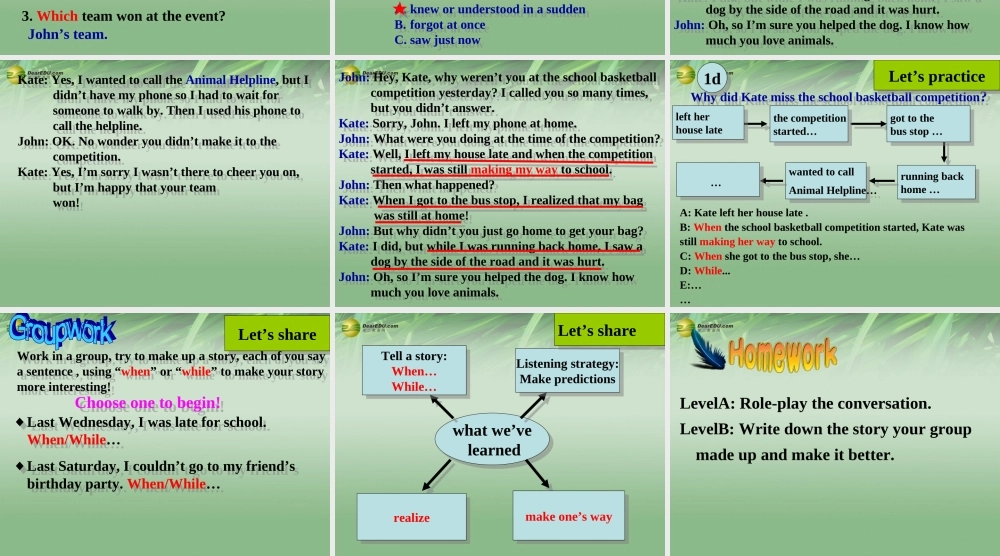 八年级英语下册 Unit 5 What were you doing when the rainstorm came Section B（1a-1d）课件2 .ppt