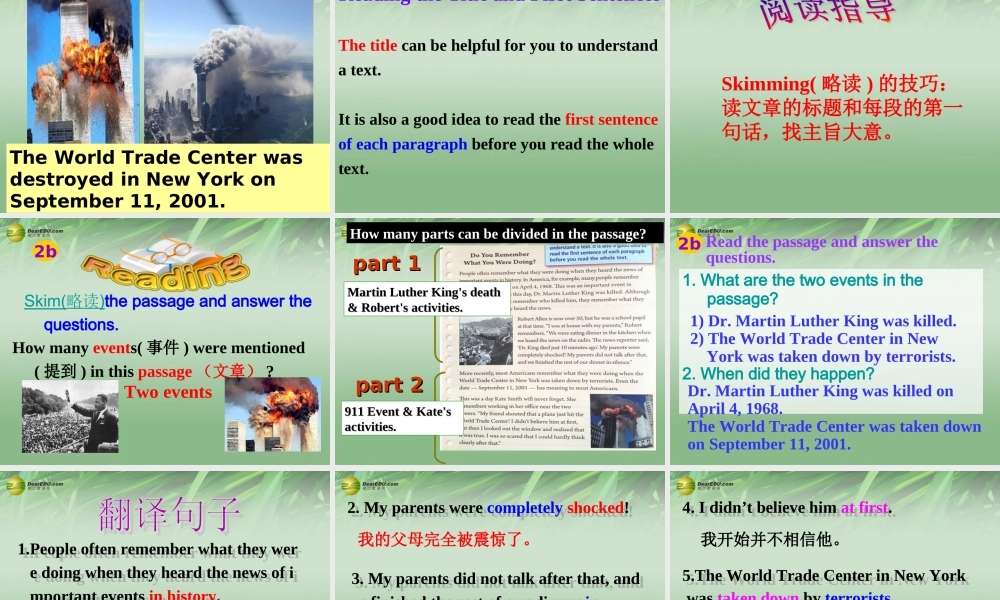 八年级英语下册 Unit 5 What were you doing when the rainstorm came Section B（2a-2e）课件 .ppt