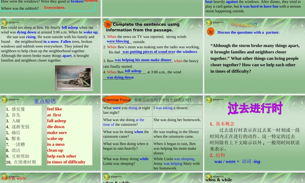 八年级英语下册 Unit 5 What were you doing when the rainstorm came（Section A2）课件 .ppt