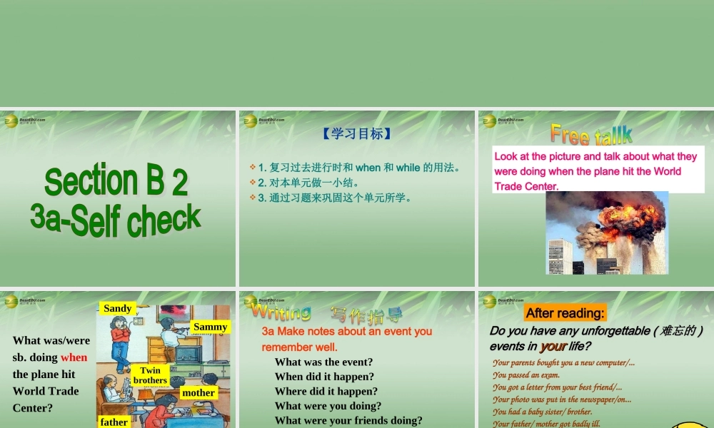 八年级英语下册 Unit 5 What were you doing when the rainstorm came Section B（3a-selfcheck）课件 .ppt