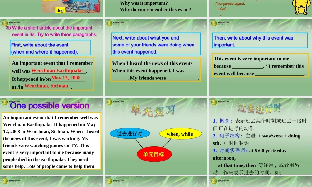 八年级英语下册 Unit 5 What were you doing when the rainstorm came Section B（3a-selfcheck）课件 .ppt