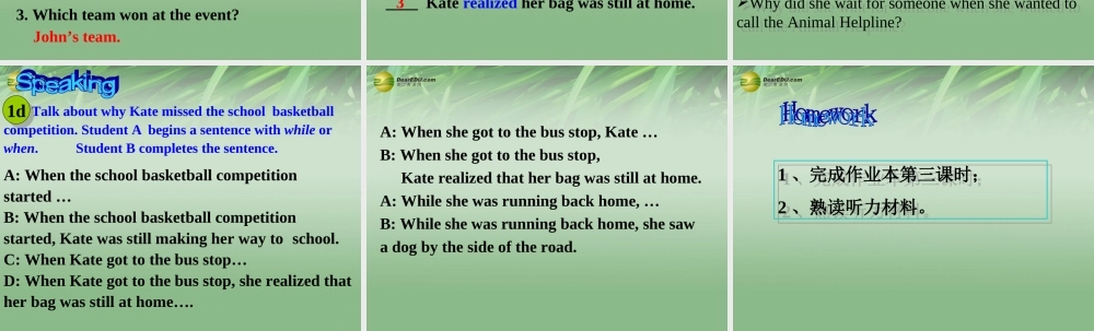 八年级英语下册 Unit 5 What were you doing when the rainstorm came（Section B1）课件 .ppt