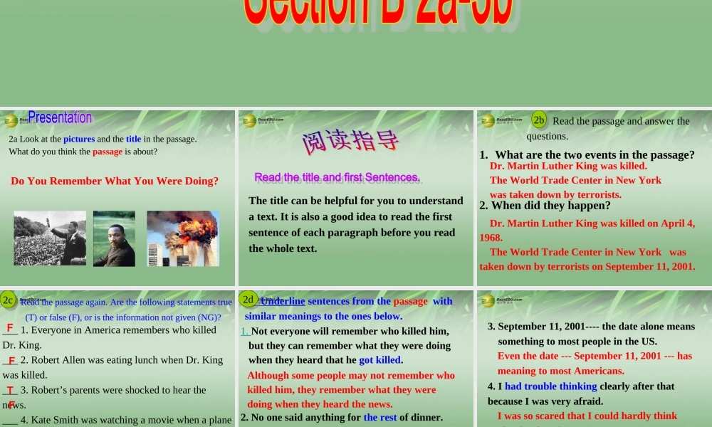 八年级英语下册 Unit 5 What were you doing when the rainstorm came（Section B2）课件 .ppt