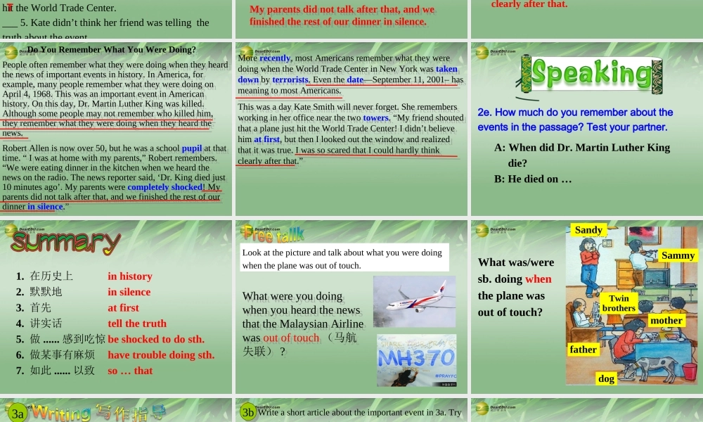 八年级英语下册 Unit 5 What were you doing when the rainstorm came（Section B2）课件 .ppt