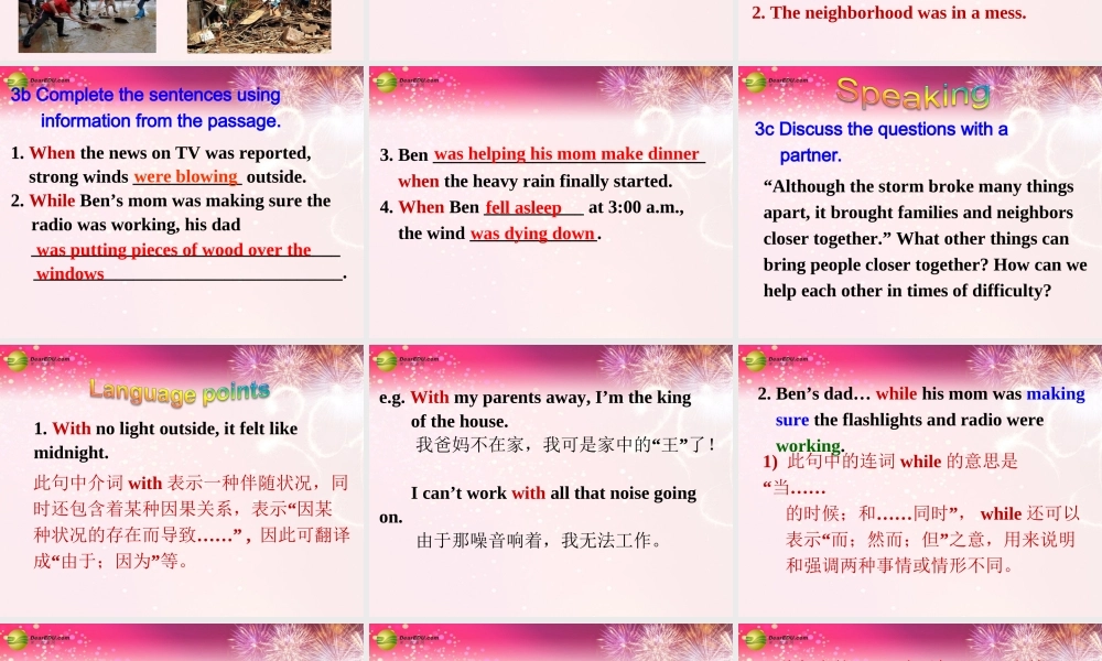 八年级英语下册 Unit 5 What were you doing when the rainstorm came？Section A(3a-3c)精品课件 .ppt