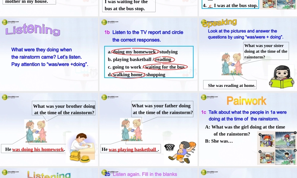 八年级英语下册 Unit 5 What were you doing when the rainstorm came？Section A(1a-2d)精品课件 .ppt