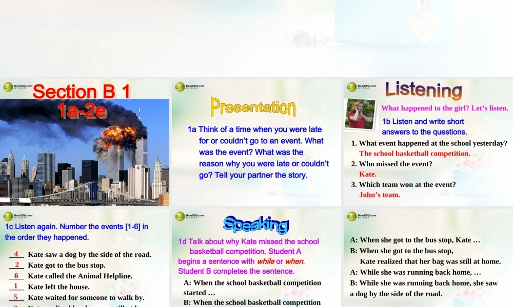 八年级英语下册 Unit 5 What were you doing when the rainstorm came？Section B(1a-2e)精品课件 .ppt