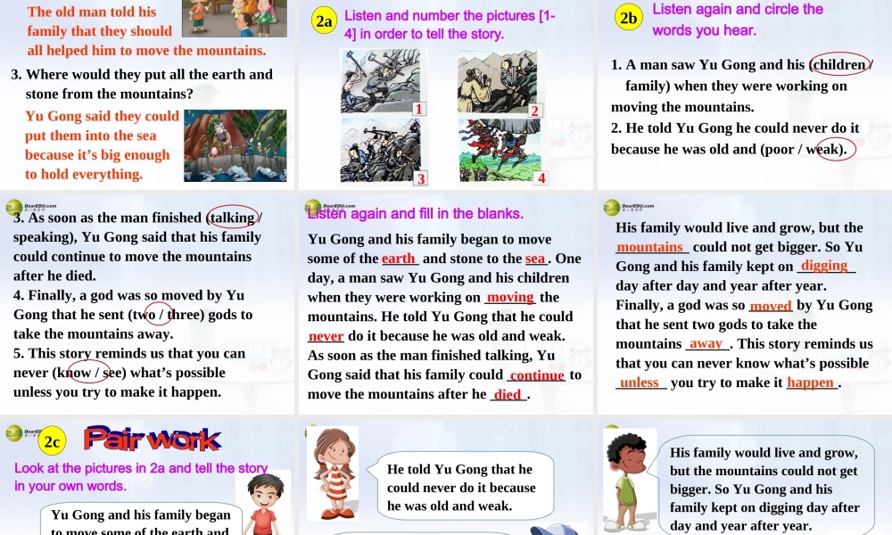 八年级英语下册 Unit 6 An old man tried to move the mountains Section A(1a-2d)精品课件 .ppt