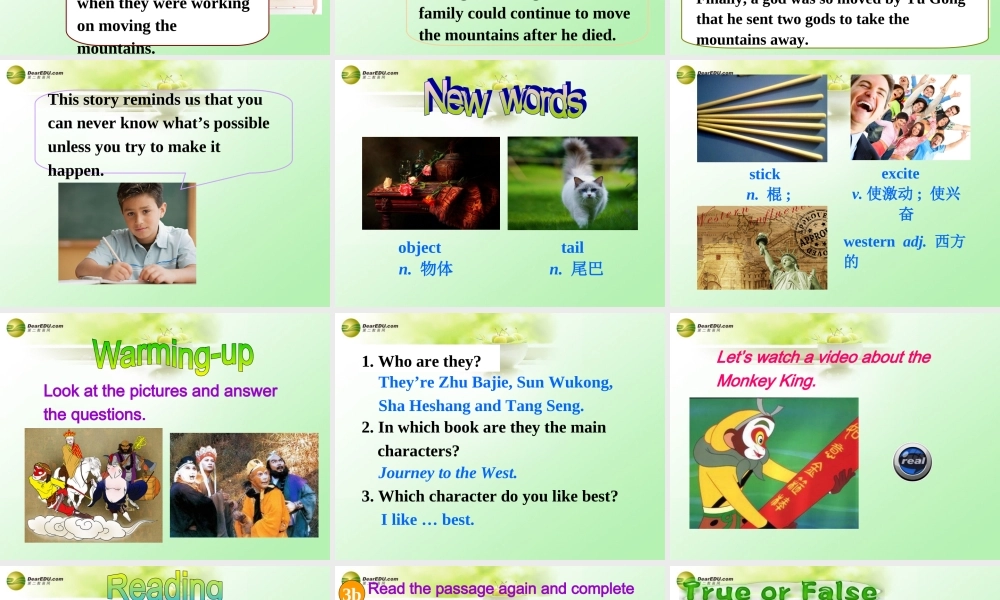 八年级英语下册 Unit 6 An old man tried to move the mountains Section A(3a-3c)精品课件 .ppt