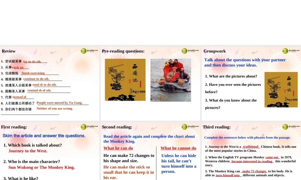 八年级英语下册 Unit 6 An old man tried to move the mountains课件2 .ppt