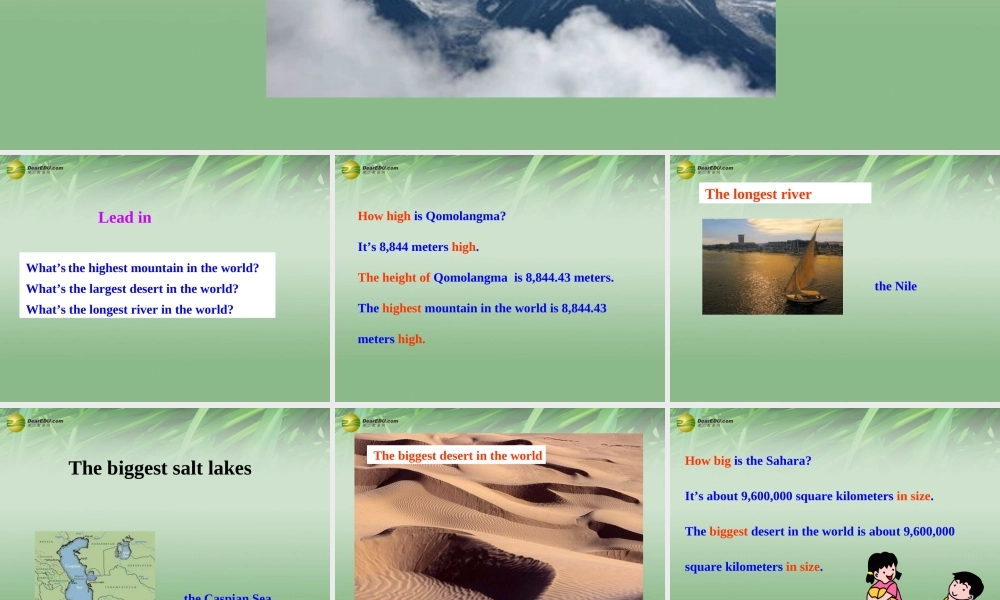 八年级英语下册 Unit 7 What's the highest mountain in the world Section A课件 .ppt