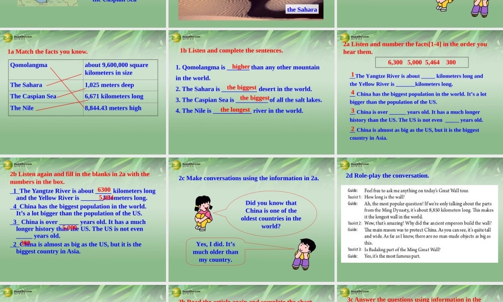 八年级英语下册 Unit 7 What's the highest mountain in the world Section A课件 .ppt