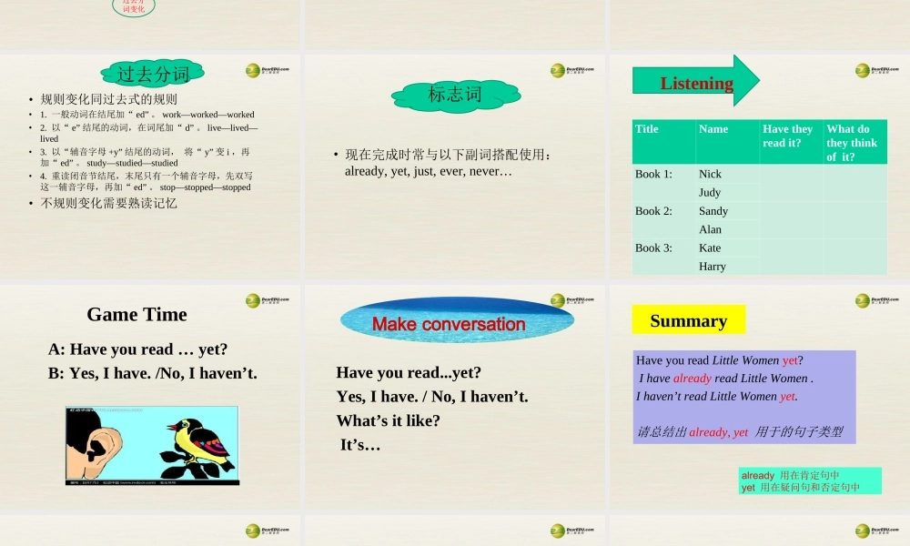 八年级英语下册 Unit 8 Have you read Treasure Island yet Period 1课件 .ppt