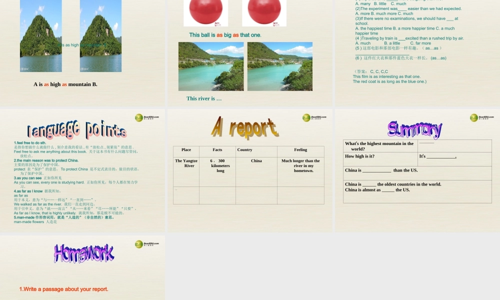 八年级英语下册 Unit 7 What’s the highest mountain in the world Period 1课件 .ppt