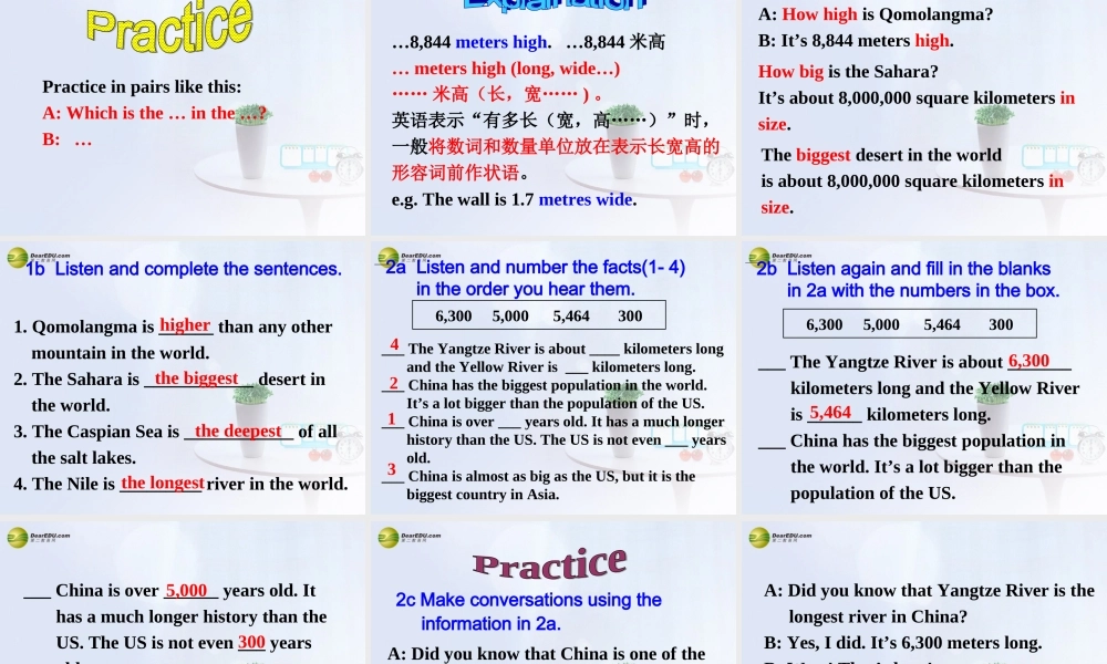 八年级英语下册 Unit 7 What’s the highest mountain in the world？Section A(1a-2d)精品课件 .ppt