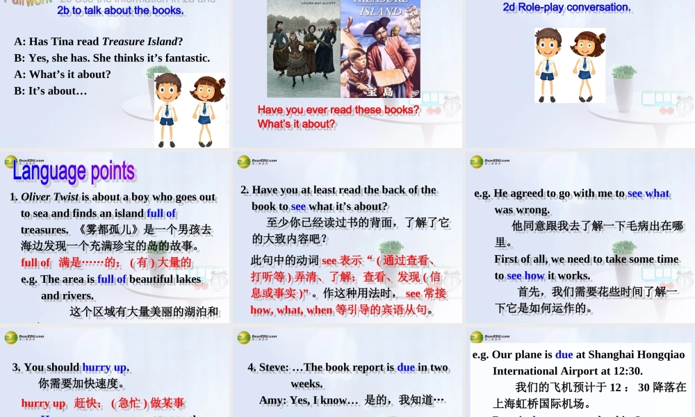 八年级英语下册 Unit 8 Have you read Treasure Island yet？Section A(1a-2d)精品课件 .ppt