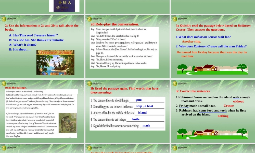 八年级英语下册 Unit 8 Have you read Treasure Island yet Section A课件 .ppt