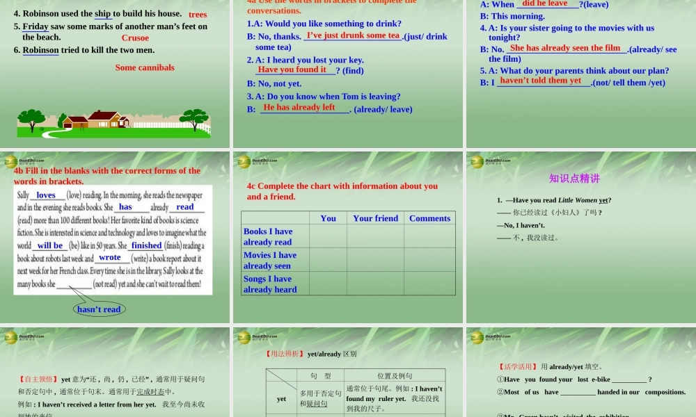 八年级英语下册 Unit 8 Have you read Treasure Island yet Section A课件 .ppt