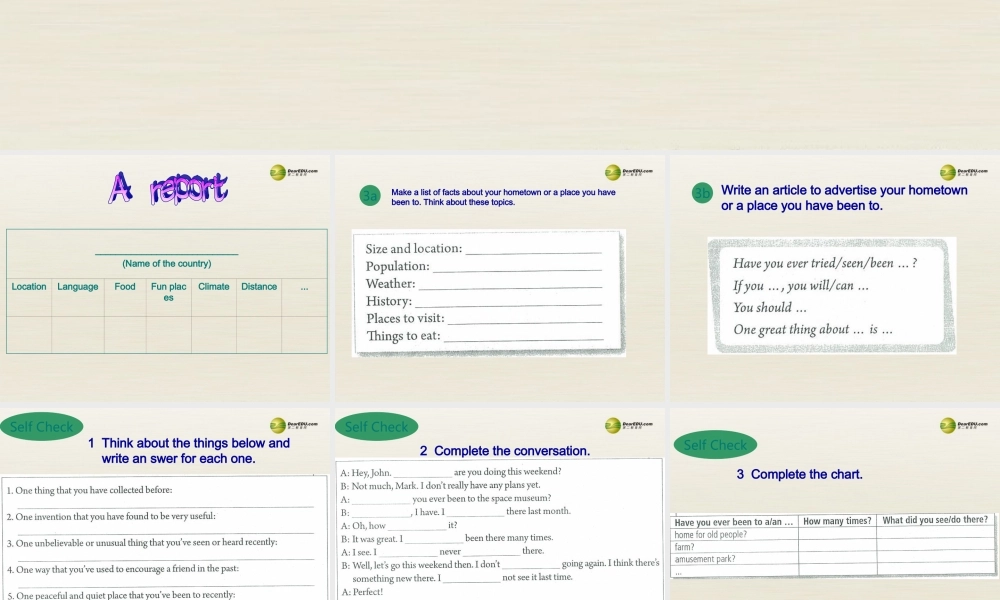 八年级英语下册 Unit 9 Have you ever been to a museum Period 4课件 .ppt
