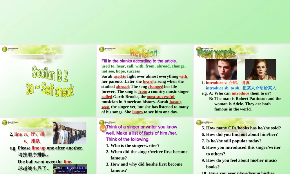 八年级英语下册 Unit 8 Have you read Treasure Island yet？Section B(3a-Self check)精品课件 .ppt