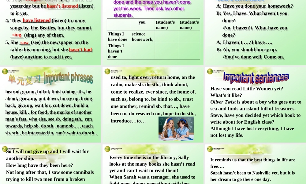 八年级英语下册 Unit 8 Have you read Treasure Island yet？Section B(3a-Self check)精品课件 .ppt
