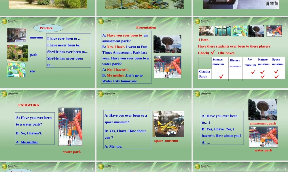 八年级英语下册 Unit 9 Have you ever been to a museum Section A课件 .ppt