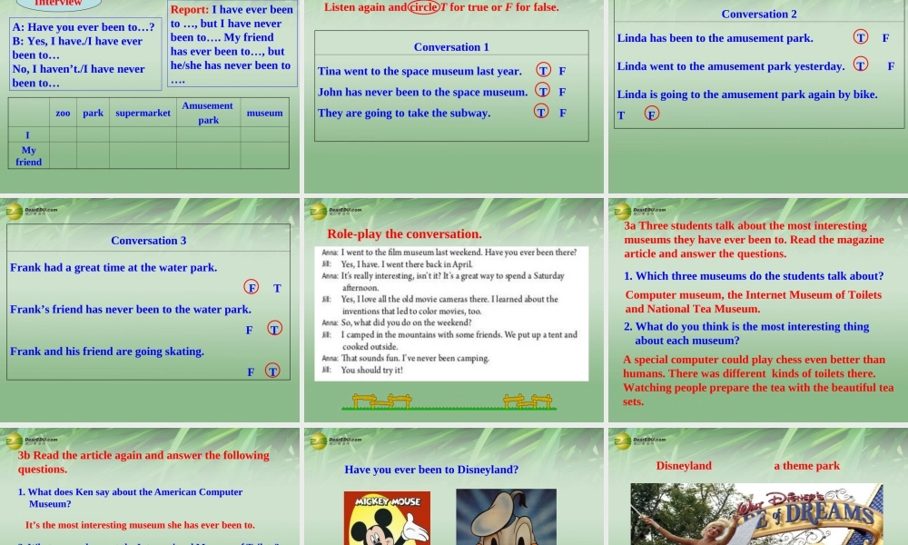 八年级英语下册 Unit 9 Have you ever been to a museum Section A课件 .ppt