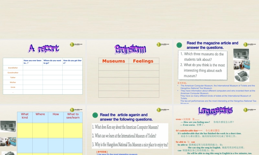 八年级英语下册 Unit 9 Have you ever been to a museum Period 2课件 .ppt