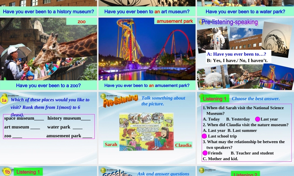 八年级英语下册 Unit 9 Have you ever been to an amusement？Section A(1a-2d)精品课件 .ppt