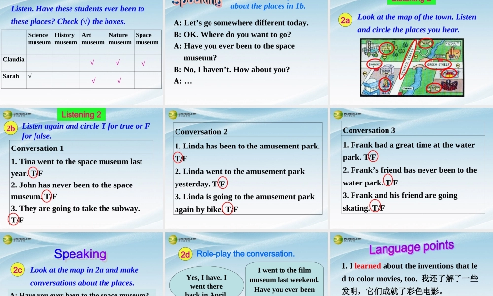 八年级英语下册 Unit 9 Have you ever been to an amusement？Section A(1a-2d)精品课件 .ppt