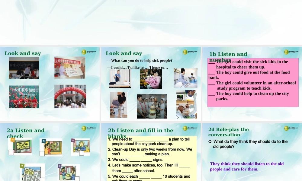 八年级英语下册 Unit2《I’ll help to clean up the city parks》Section A 1a-2d课件 .ppt