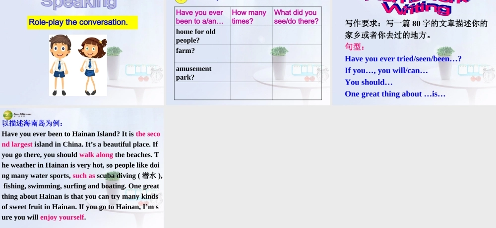 八年级英语下册 Unit 9 Have you ever been to an amusement？Section B(3a-Self check)精品课件 .ppt