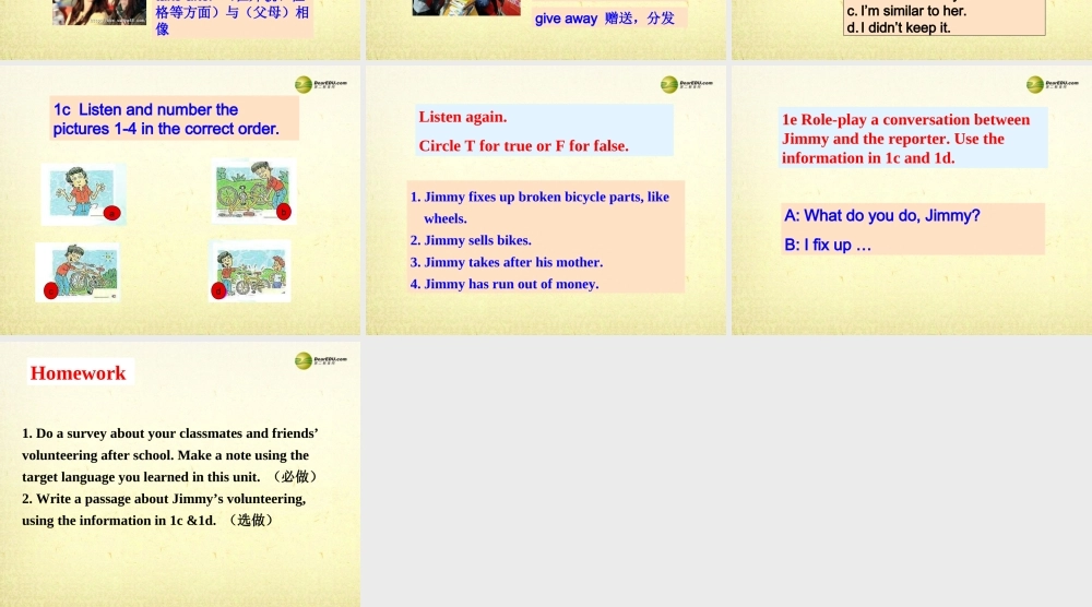 八年级英语下册 Unit2《I’ll help to clean up the city parks》Section B 1a-1e课件 .ppt