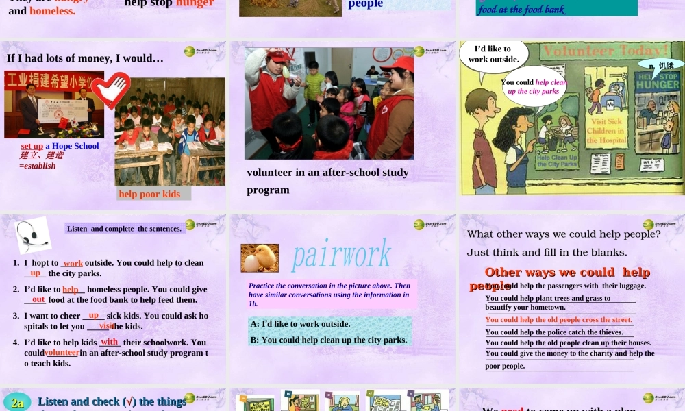 八年级英语下册 Unit2《I’ll help to clean up the city parks》全单元课件 .ppt