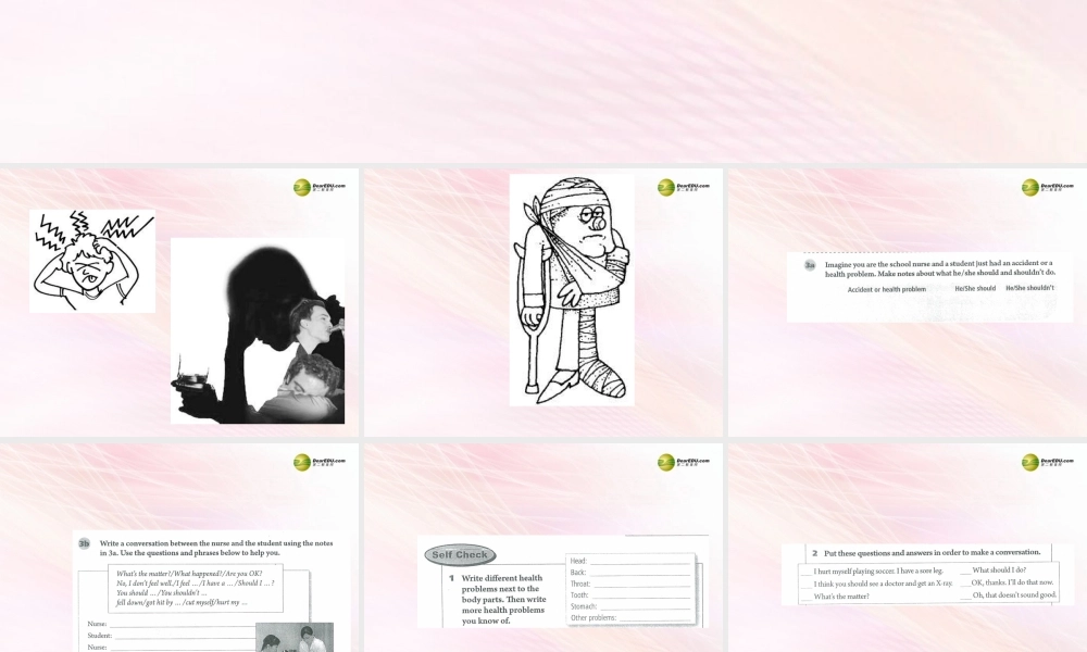 八年级英语下册《Unit 1 What’s the matter？》Section B 3a-3b（含Self Check）课件 .ppt