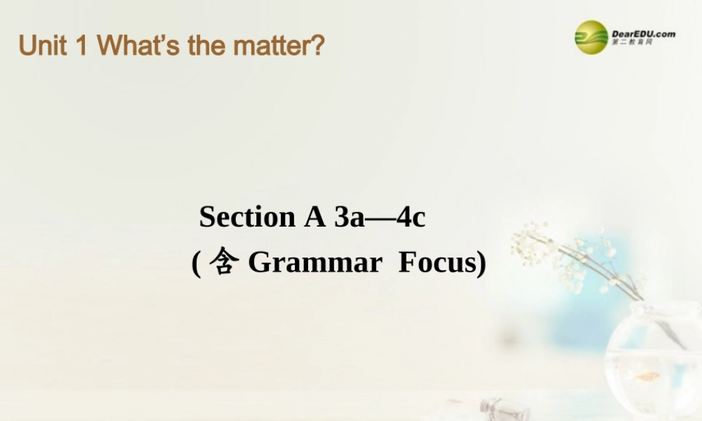 八年级英语下册《Unit 1 What’s the matter？》Section A 3a-4c（含Grammar Focus）课件 .ppt