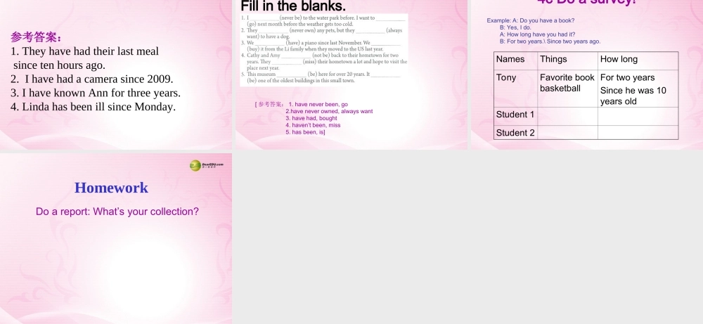 八年级英语下册《Unit 10 I’ve had this bike for three years》Section A 3a-4c（含Grammar Focus）课件 .ppt