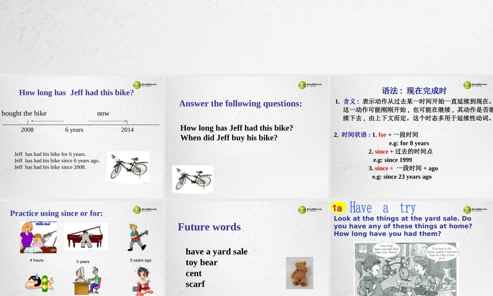 八年级英语下册《Unit 10 I’ve had this bike for three years》Section A 1a-2d课件 .ppt