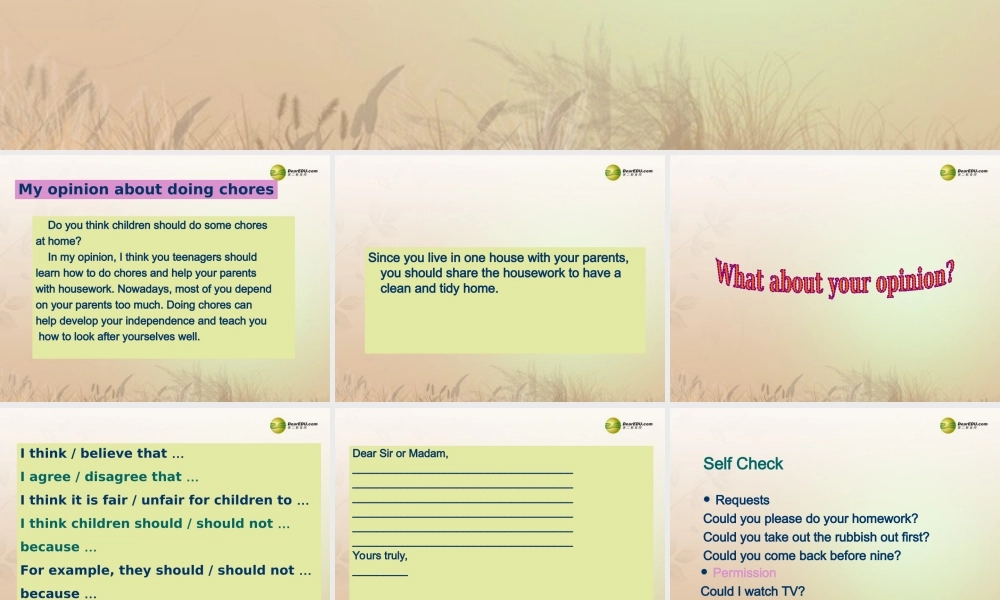 八年级英语下册《Unit 3 Could you please clean your room？》Section B 3a-3b（含Self Check）课件 .ppt