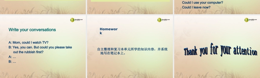 八年级英语下册《Unit 3 Could you please clean your room？》Section B 3a-3b（含Self Check）课件 .ppt