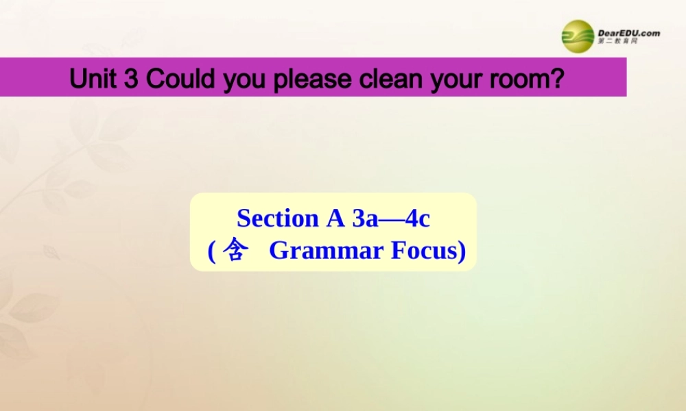 八年级英语下册《Unit 3 Could you please clean your room？》Section A 3a-4c（含Grammar Focus）课件 .ppt