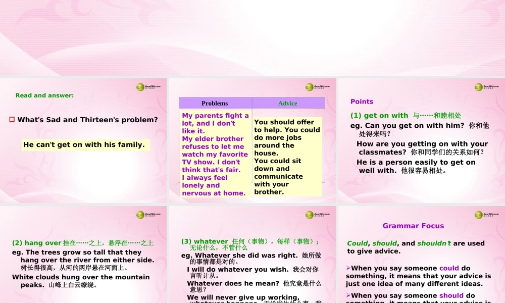 八年级英语下册《Unit 4 Why don’t you talk to your parents？》Section A 3a-4c（含Grammar Focus）课件 .ppt