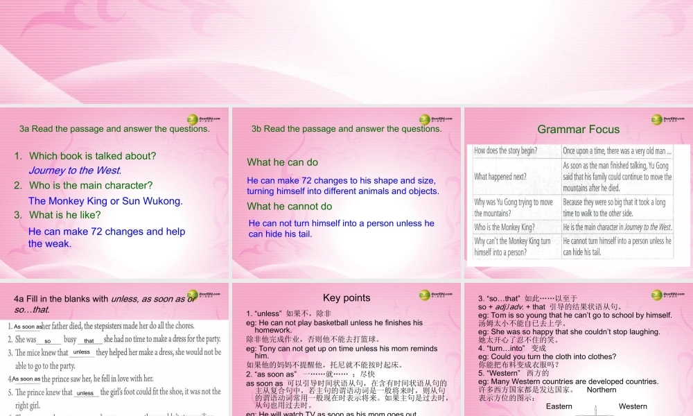 八年级英语下册《Unit 6 An old man tried to move the mountains》Section A 3a-4c （含Grammar Focus ）课件 .ppt