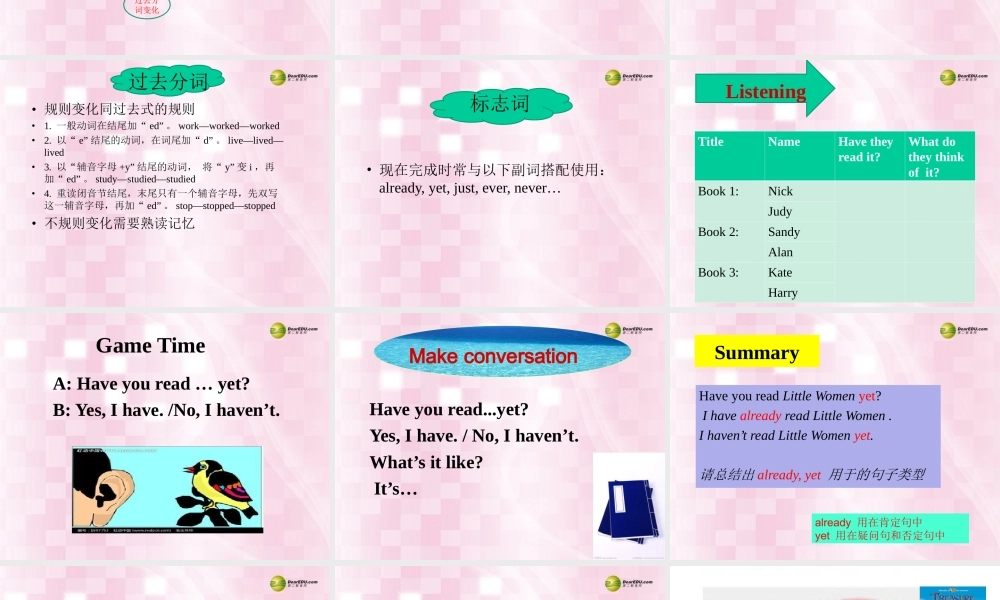 八年级英语下册《Unit 8 Have you read Treasure Island yet？》Section A 1a-2d课件 .ppt