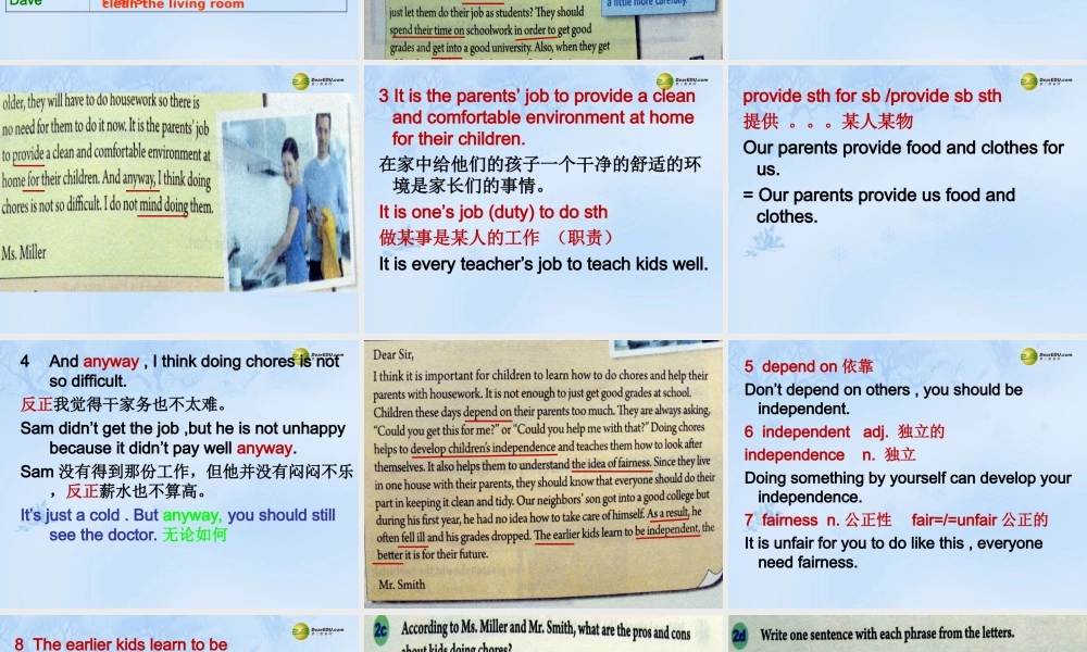 八年级英语下册《Unit3 Could you please clean your room SectionB》课件 .ppt